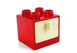 fotka Lego Duplo - skříňka červená s béžovou zásuvkou
