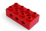 fotka Lego Duplo - kostka 4x2 červená technic s třemi otvory