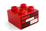fotka Lego Duplo - potisk 2x2 cihly červený