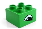 fotka Lego Duplo - potisk 2x2 oko zelený střední